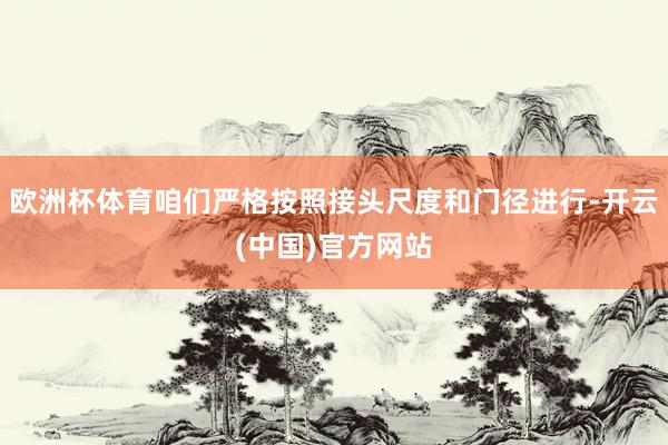 欧洲杯体育咱们严格按照接头尺度和门径进行-开云(中国)官方网站