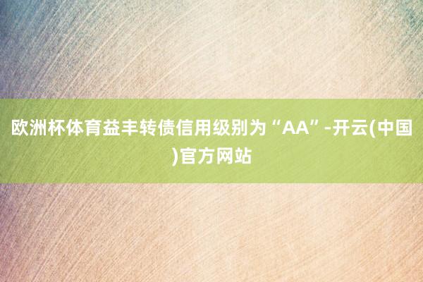 欧洲杯体育益丰转债信用级别为“AA”-开云(中国)官方网站