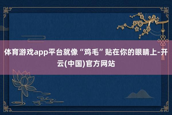 体育游戏app平台就像“鸡毛”贴在你的眼睛上-开云(中国)官方网站