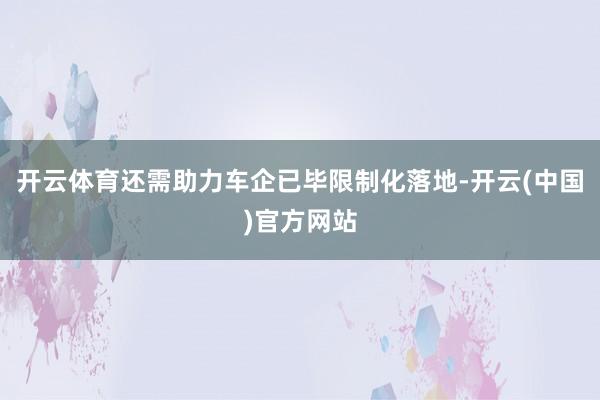 开云体育还需助力车企已毕限制化落地-开云(中国)官方网站
