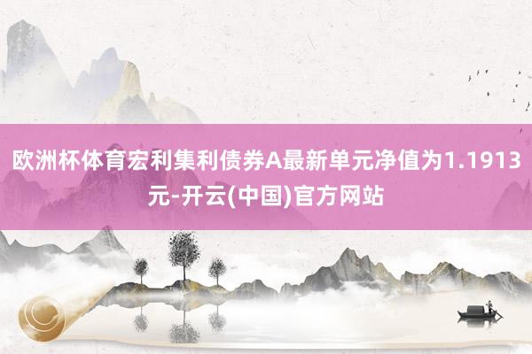 欧洲杯体育宏利集利债券A最新单元净值为1.1913元-开云(中国)官方网站