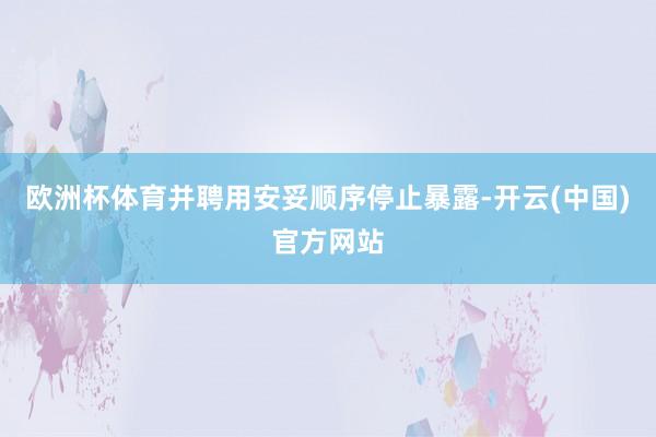 欧洲杯体育并聘用安妥顺序停止暴露-开云(中国)官方网站