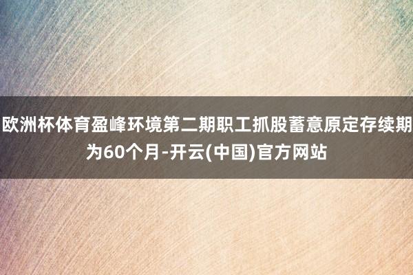 欧洲杯体育盈峰环境第二期职工抓股蓄意原定存续期为60个月-开云(中国)官方网站
