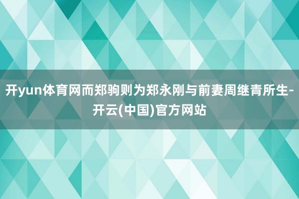 开yun体育网而郑驹则为郑永刚与前妻周继青所生-开云(中国)官方网站