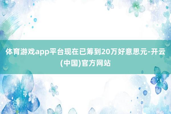 体育游戏app平台现在已筹到20万好意思元-开云(中国)官方网站