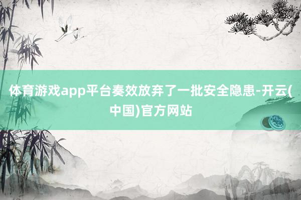 体育游戏app平台奏效放弃了一批安全隐患-开云(中国)官方网站